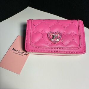 Juicy Couture Flawless Slim Elongated Bifold Wallet - Juicy Pink - Hearts! NWT